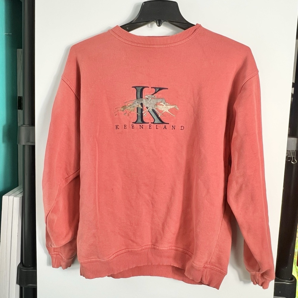 Vtg Cheyenne River Womens L Keeneland Horse Racing‎ Sweatshirt Embroidered *READ